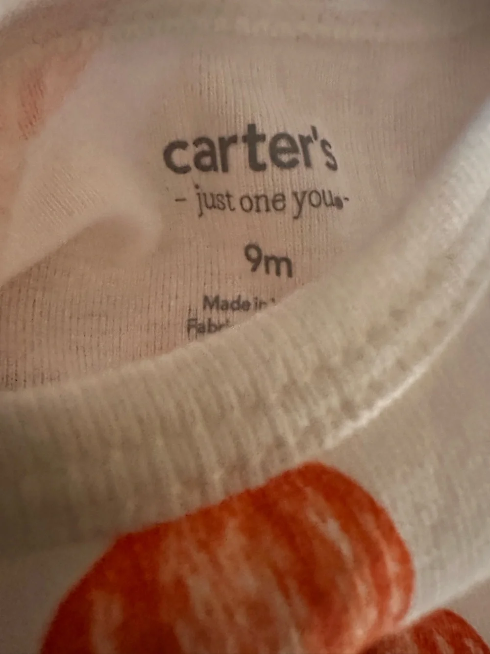 Carter's NWOT Orange & White Halloween Pumpkin Baby One-Piece Set | 9m #Unisex